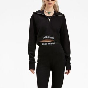 Palm Angels Logo Tape Quarter Zip Hoodie